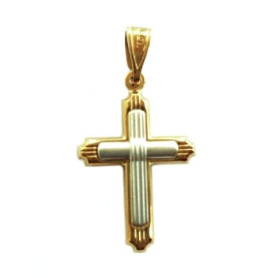 Beloved t9ct yellow white Gold inlay Cross pendant