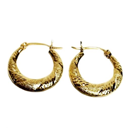 10K Gold hoop earrings diamond cut