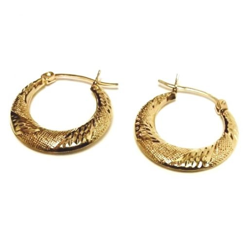 10K Gold hoop earrings diamond cut