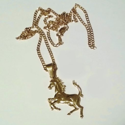 18ct Gold Ferrari pendant and 9ct Gold chain