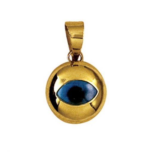 9ct Gold Evil Eye mati pendant charm round