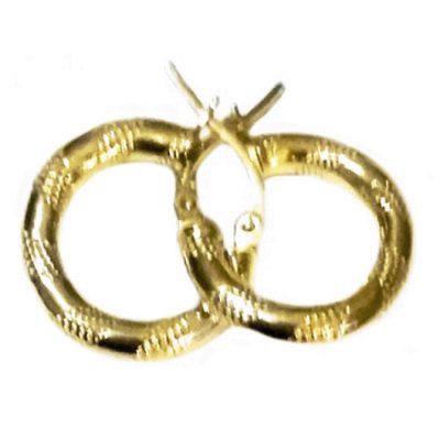 9ct 9kt Gold hoop earrings Grid 16mm Italy