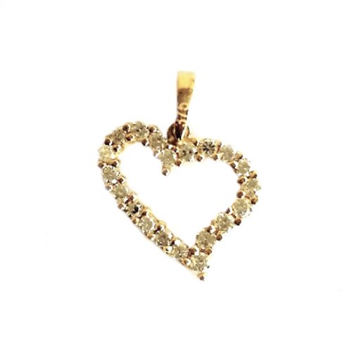 9ct Gold curved Heart pendant zirconia