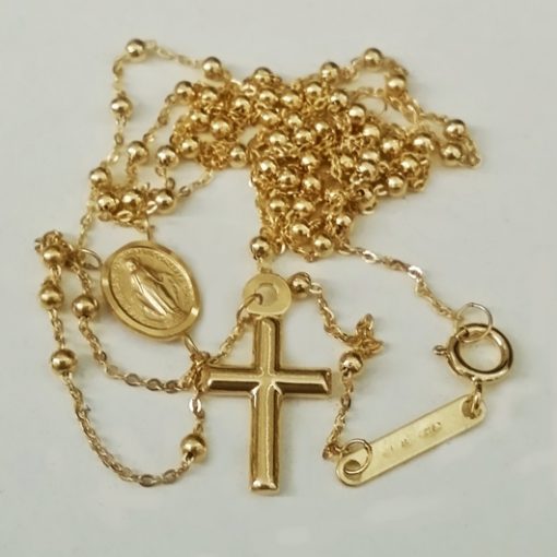 9ct Gold rosary beads necklace Italy