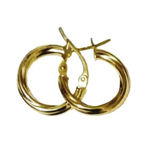 9ct 9kt Gold hoop earrings Swirl 14mm Italy