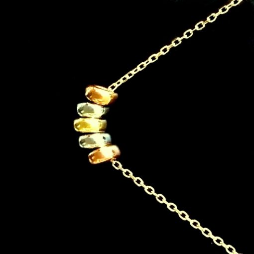 9ct tri Gold Lucky Rings necklace 45cm Italy UnoAerre