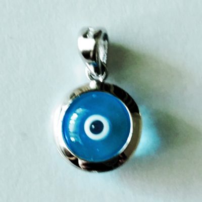 9ct white Gold Evil Eye 3D pendant transparent 10mm