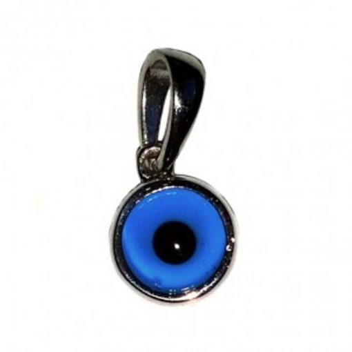 9ct white Gold Evil Eye charm pendant bezel 7mm