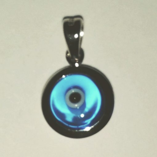 9ct white Gold Evil Eye 3D pendant transparent 10mm