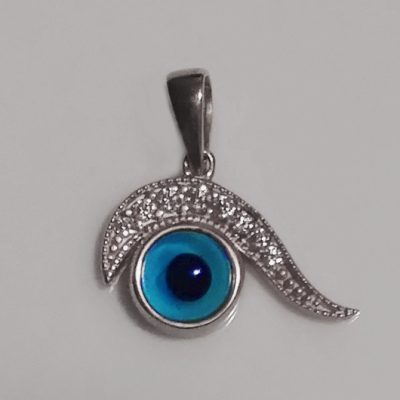 9ct White Gold evil eye pendant Swirl