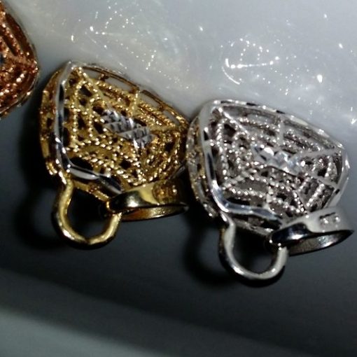 9ct white and yellow gold pendants handbag diamond cut Italian