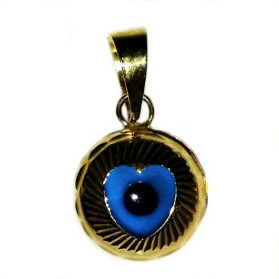 9ct Gold Evil Eye Heart pendant charm 9mm