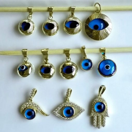 9ct yellow Gold Evil Eye charm pendants