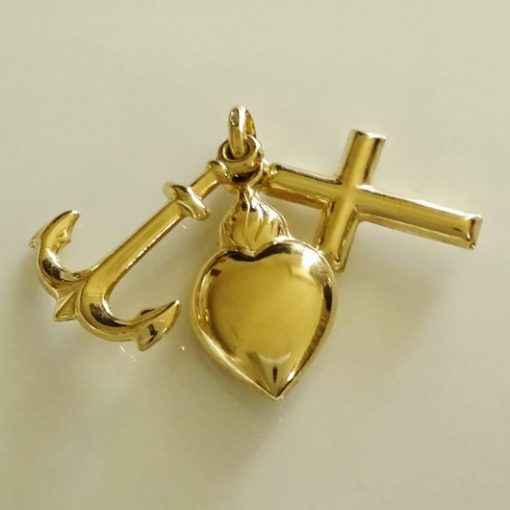 9ct Gold Hope Faith Charity charm pendant