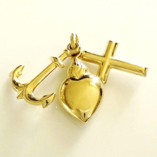 9ct Gold Hope Faith Charity charm pendant