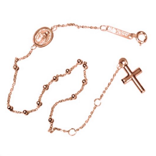 9ct rose Gold rosary beads bracelet Italy