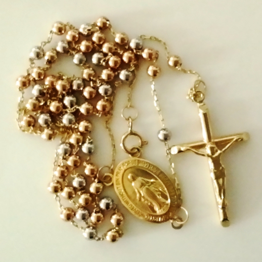 Tri gold deals rosary necklace