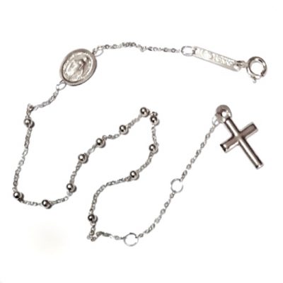 9ct white Gold rosary beads bracelet Italy