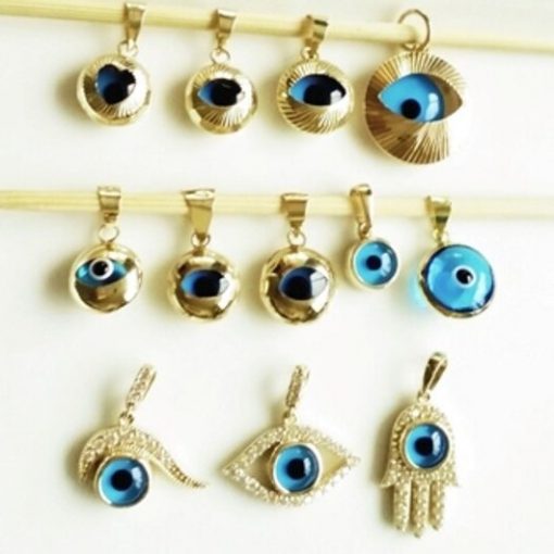 9ct yellow Gold Evil Eye charm pendants