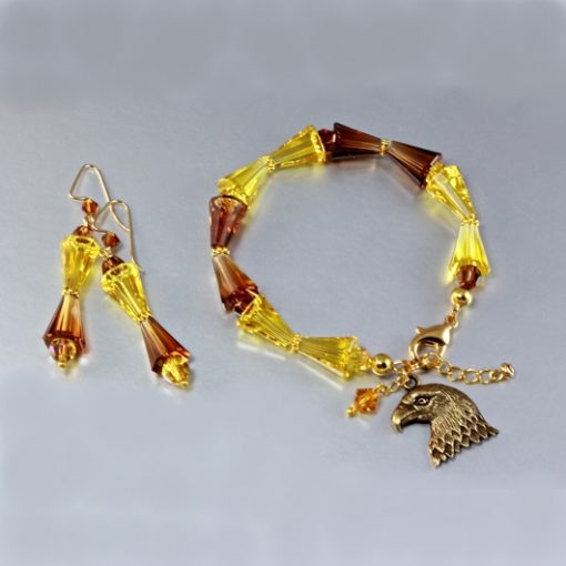 Swarovski Crystal Artemis bracelet earrings set 14k gold filled