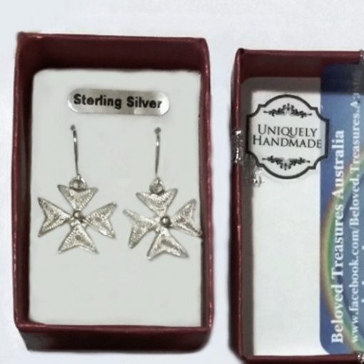 Maltese Cross filigree earrings Sterling Silver