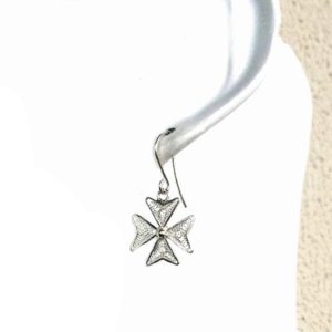 Maltese Cross filigree Earrings Sterling Silver. Made in Malta.