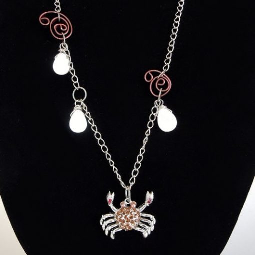 Crab Beach necklace Shells crystal