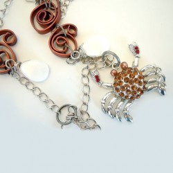 Crab Beach necklace Shells crystal