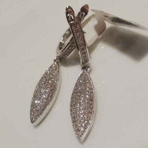 Sterling Silver drop earrings zirconia LONG MARQUIS