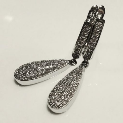 Sterling Silver drop earrings zirconia TEARDROP