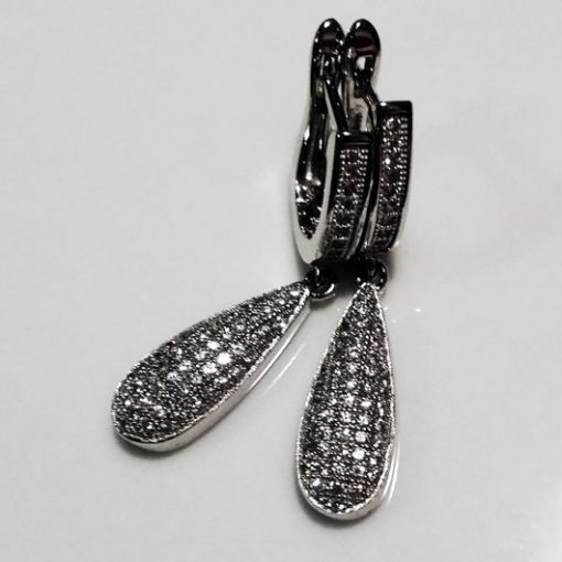 Sterling Silver drop earrings zirconia TEARDROP