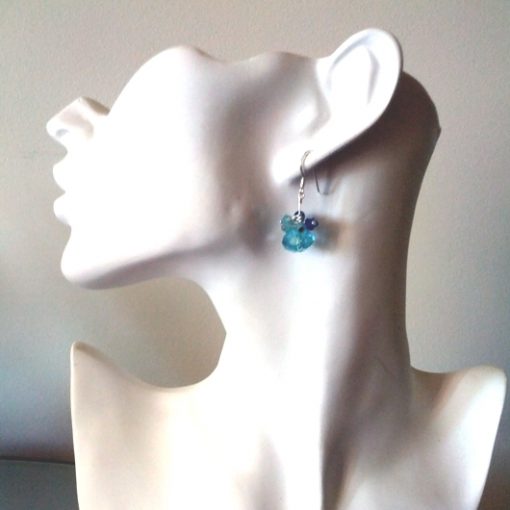 Sterling Silver handmade earrings Crystal aqua blue