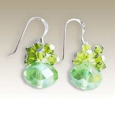 Sterling Silver handmade earrings Crystal peridot