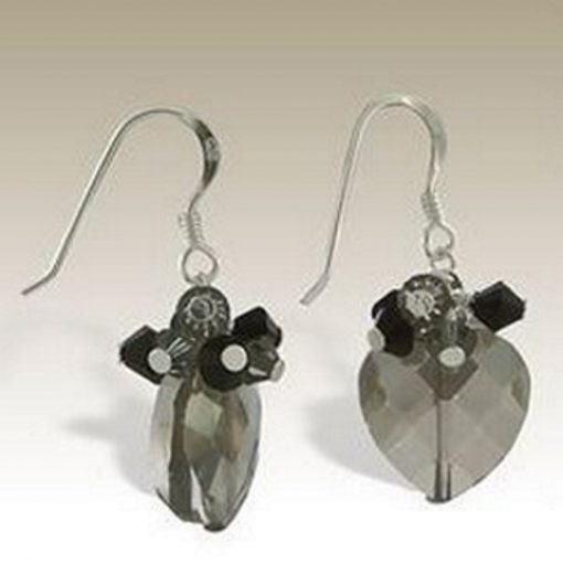 Sterling Silver handmade earrings Austrian Crystal black diamond