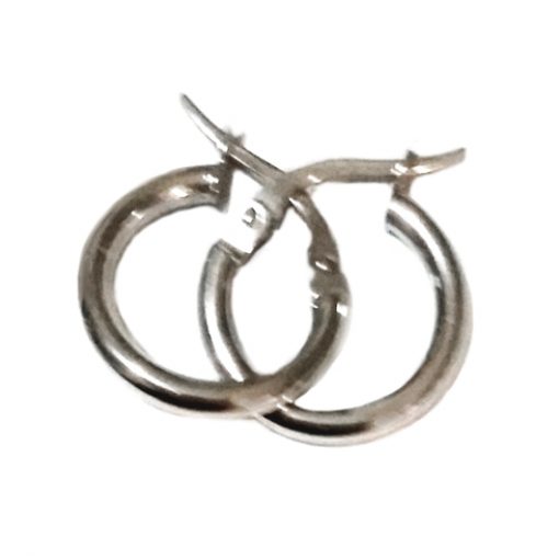 9ct white Gold hoop earrings 14mm Italy