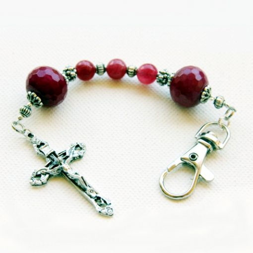 Rosary keychain ruby Jade Agate