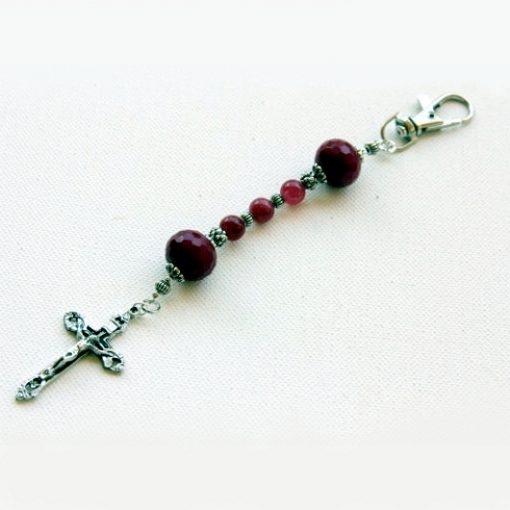 Rosary keychain ruby Jade Agate