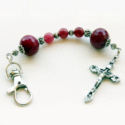 Rosary keychain ruby Jade Agate