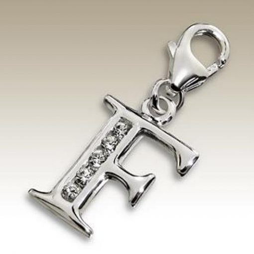 Letter F clip on charm pendant Sterling Silver