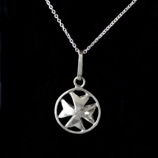 Maltese Cross Sterling Silver pendant double sided 15mm