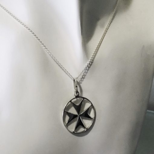 Maltese Cross Sterling Silver pendant flat 23mm