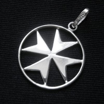 Maltese Cross flat Sterling Silver pendant 23mm