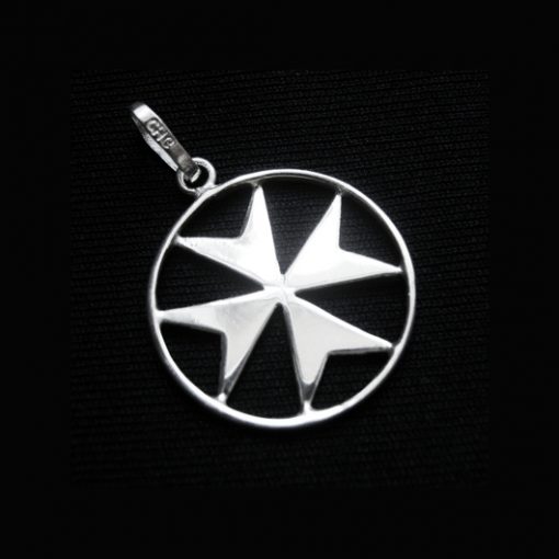 Maltese Cross flat Sterling Silver pendant 16mm