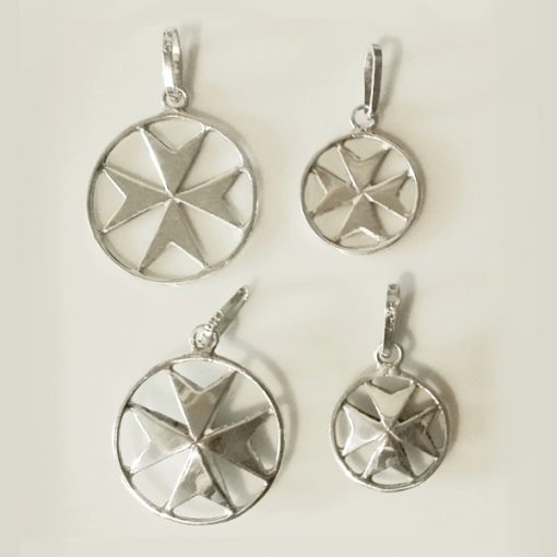 Maltese Cross Sterling Silver pendants flat and double sided