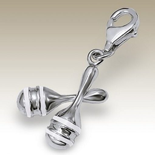 Maracas 3D clip on charm Sterling Silver