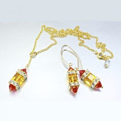 14K gold filled earrings 18K GF necklace set Swarovski MARIGOLD