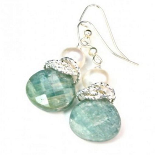 Pearl earrings Aquamarine Sterling Silver