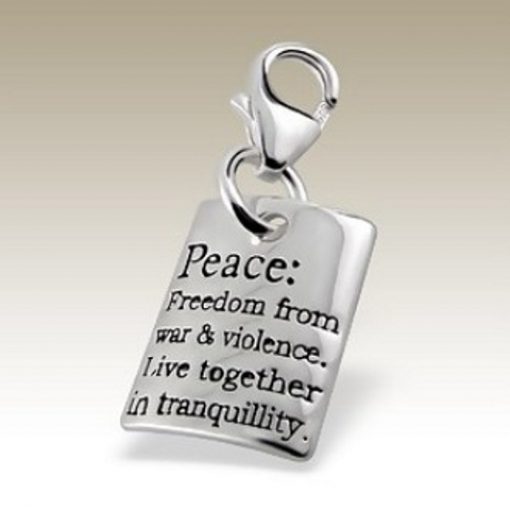 Peace clip on charm Sterling Silver