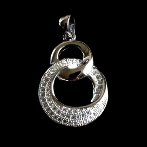 Sterling Silver pendant Round Swirl design zirconia