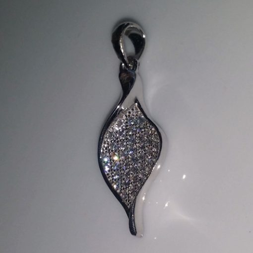 Sterling Silver pendant Marquise swirl design zirconia